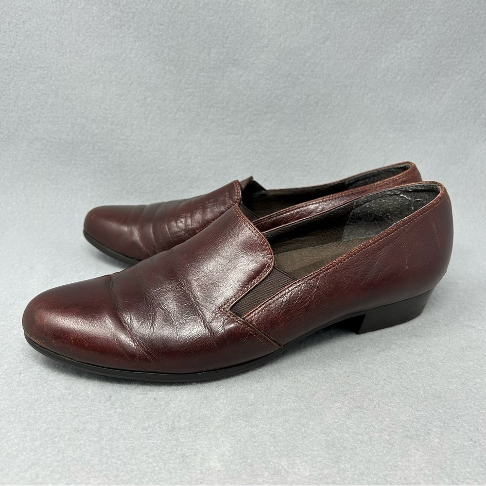Munro Hailey Brown Leather Heeled Loafers, Women’s Size US 9.5M